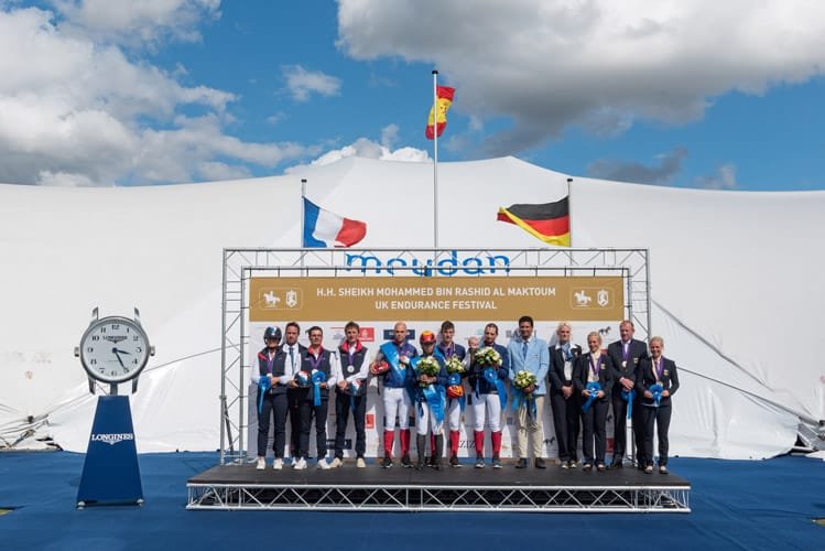 Winners' podium at FEI European Championship Euston Park Thetford