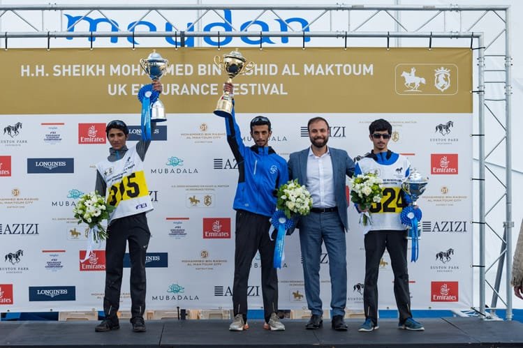 Winners' podium at FEI European Championship Euston Park Thetford